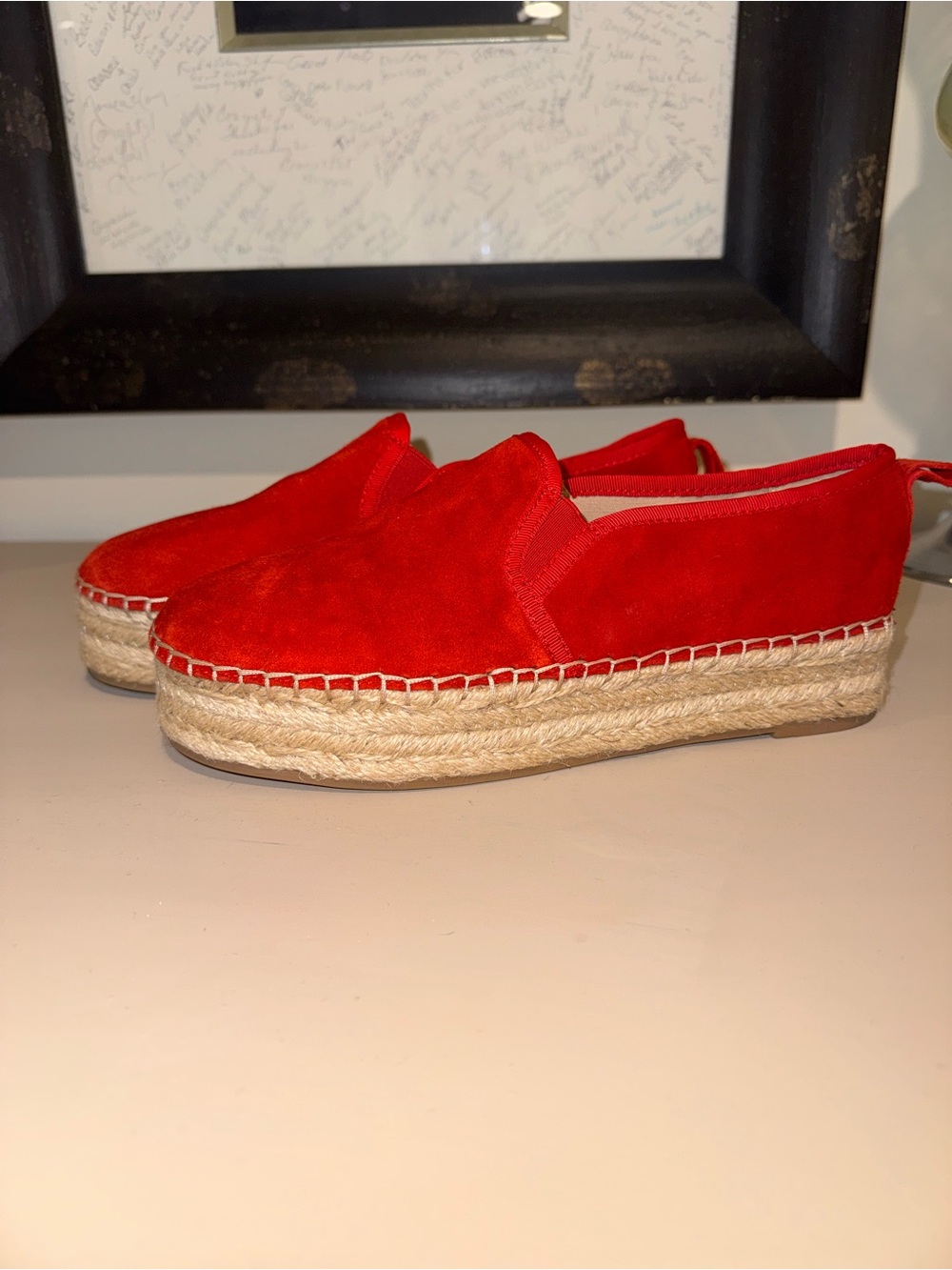 Sam Edelman Red Suede Espadrille Platform Slip-On